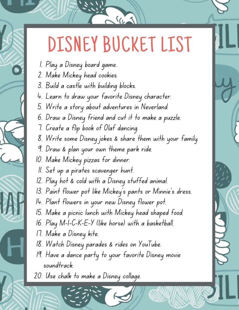 Disney at home bucket list
